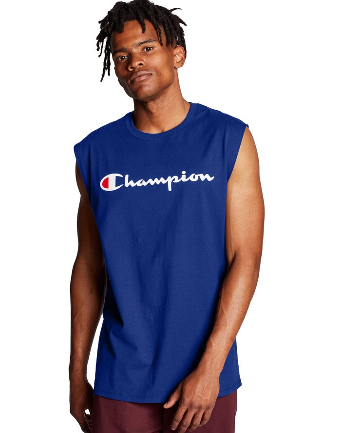 Champion Tanktop Heren - Blauw - Classic Jersey Script Logo ( 351720-XFU )